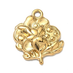 Золотой 304 подвески из нержавеющей стали, цветочный шарм, золотые, 24x21x4 мм, отверстие : 2 мм