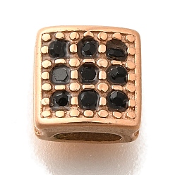 Розовое Золото 304 из нержавеющей стали горный хрусталь бисер, квадратный, розовое золото , 7x7x4 мм, отверстие : 4x2 мм