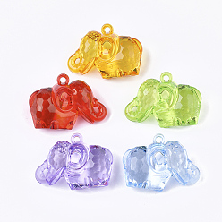 Mixed Color Transparent Acrylic Pendants, Faceted, Elephant, Mixed Color, 31x44.5x22mm, Hole: 3mm, about 45pcs/500g