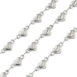 Нержавеющая Сталь Цвет 304 ссылка цепи из нержавеющей стали сердце, пайки, цвет нержавеющей стали, 4.5x10x1.5 мм, 2 м / шт