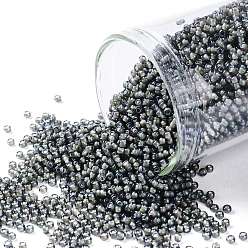 (383) White Lined Navy Luster TOHO 15/0 Round Beads, Japanese Seed Beads, (383) White Lined Navy Luster, 1.5mm, Hole: 0.7mm, about 15000pcs/50g