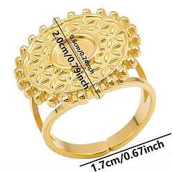 Золотой Фурнитура для манжет из нержавеющей стали, настройки кольца чашки безеля с круглым лотком, золотые, плоско-круглые, плоско-круглые: 20 mm, внутренний диаметр: 17 мм, лоток : 6 мм