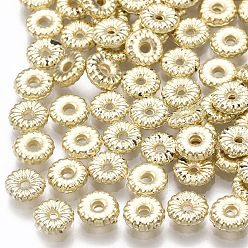 Light Gold Perles intercalaires en plastique ccb, ronds plats ondulés, or et de lumière, 5x1.5mm, Trou: 1mm