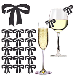 Черный 50Шармы из акрилового бокала для вина, маркер для напитков, бантом, чёрные, 39x49.5x2.5 мм