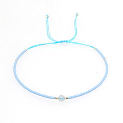 Небесно-голубой Регулируемые браслеты из плетеного бисера и стеклянных бусин для женщин, голубой, 11.02 дюйм (28 см)