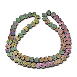 (966) Внутренний цвет Кристалл / Лиловато-лиловый на подкладке Гальванические бусины из натуральной лавы, сердце, с покрытием цвета радуги, 8~9x8x3 мм, отверстие : 1 мм, около 56 шт / нитка, 15.75''~16.14'' (40~41 см)