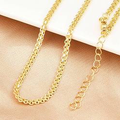 Настоящее золото 18K 2.5Мм латунные двухрядные цепочки-цепочки для женщин, стойки покрытие, долговечный, без свинца и без кадмия, реальный 18 k позолоченный, 17.83 дюйм (45.3 см)