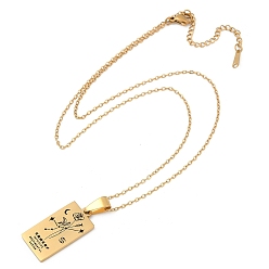 Рак 12 Созвездие из нержавеющей стали с гравировкой карт Таро подвеска кабель цепочка ожерелье, золотые, рак, 17.72 дюйм (45 см)