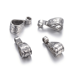 Stainless Steel Color Tarnish Resistant 304 Stainless Steel Tube Bails, Loop Bails, Stainless Steel Color, 15.5x6x6mm, Hole: 2mm, Inner Diameter: 4.5x8mm