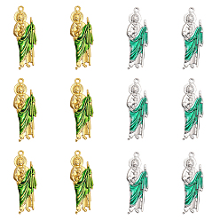 Платиновый & Золотой 12шт 2 цвета сплав эмаль большие подвески, Сан Джудас Тадео, религия, платиной и золотом, 52.5x18.5x3.5 мм, отверстие : 2.5 мм, 6 шт / цвет