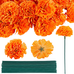 Orange Cloth Artificial Flower, with Plastic and Iron Finding, Orange, 189x51~53mm