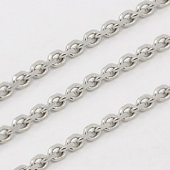 Нержавеющая Сталь Цвет Устойчивы к потускнению 304 цепи из нержавеющей стали, цепи с алмазной огранкой, несварные, граненые, овальные, цвет нержавеющей стали, 1.8x1.5x0.4 мм