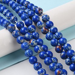 Blue Synthetic Imperial Jasper Dyed Beads Strands, Round, Blue, 6mm, Hole: 1.4mm, about 60~62pcs/strand, 14.72''~15.28''(37.4~38.8cm)