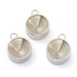 Нержавеющая Сталь Цвет Устойчивы к потускнению 202 подвески из нержавеющей стали со стразами, для заостренного горного хрусталя, плоско-круглые, цвет нержавеющей стали, 16x12x6 мм, отверстие : 2.5 мм, пригодный для стразов 10.5 мм