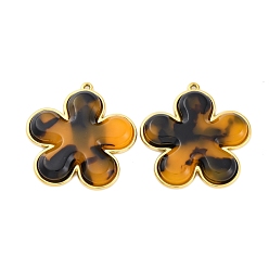 Цветок 304 подвески из нержавеющей стали, cmолой, ионное покрытие (ip), реальный 18 k позолоченный, цветок, 37x35.5x5.5 мм, отверстие : 1.5 мм