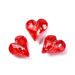 Светло-сиамский Стеклянные стразы кабошоны, назад назад, граненые, сердце, Light Siam, 9x8x4 мм