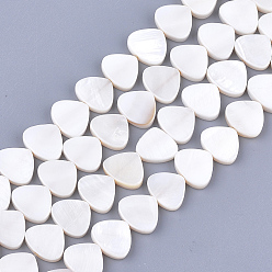 Seashell Color Freshwater Shell Beads Strands, Triangle, Seashell Color, 10x11.5~12x3mm, Hole: 1mm, about 40pcs/strand, 15.9 inch