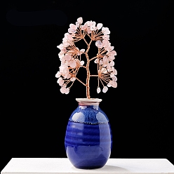 Розовый Кварц Крошка из натурального розового кварца украшение дерево жизни, Медная проволока, энергетический камень фэн-шуй, подарок для женщин и мужчин, медитация, 160~170 мм