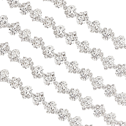 Платина Свадебное платье декоративные железные цепи горного хрусталя, Цепочки со стразами в форме чашки , платина, 8x5 мм