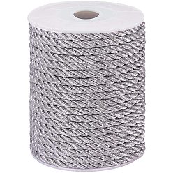 Argent Polyester cordon, cordon torsadé, argenterie, 5mm, environ 18~19 yards / roll (16.4 m ~ 17.3 m / roll)