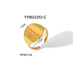 Настоящее золото 18K Геометрические 304 открытые манжетные кольца из нержавеющей стали с неровной формой, высококачественные, реальный 18 k позолоченный, внутренний диаметр: 17 мм