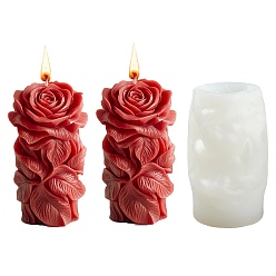 Blanc 1 Moules en silicone pour bougies d'aromathérapie en forme de pilier de rose pour la Saint-Valentin, blanc, 10.7×6.7×0.5cm