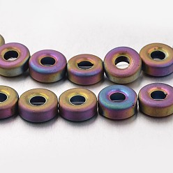 (966) Внутренний цвет Кристалл / Лиловато-лиловый на подкладке Гальванизировать немагнитных синтетический гематит бисер пряди, матовые, пончик, с покрытием разноцветным, 8x3 мм, отверстие : 1 мм, около 47 шт / нитка, 15.7 дюйм