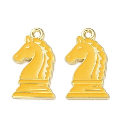 Желтый Подвески из эмали и сплава, настольные игры для взрослых/шахматные брелоки, золотые, желтые, 22x13x1.2 мм, отверстие : 1.6 мм