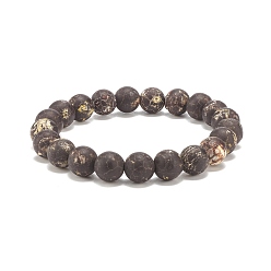Natural Agate Round Natural Agate Stretch Beaded Bracelets, Inner Diameter: 2-1/4 inch(5.7cm), Beads: 10mm