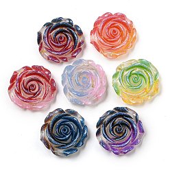 (52) Непрозрачная лаванда Светящиеся прозрачные эпоксидные смолы декодируют кабошоны, светящийся в темноте цветок с блестками, разноцветные, 33x36.5x12.5 мм