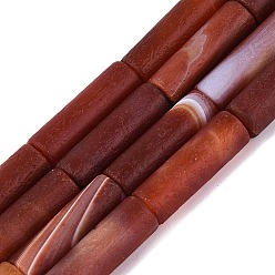 Полосатый Агат Натуральные полосатые агатовые бусы, колонка, 29~30x9~10 мм, отверстие : 1.2~1.6 мм, около 13 шт / нитка, 15.16~15.35 дюйм (38.5~39 см)