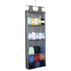 Серый Настенные сумки для хранения из нетканого материала, прямоугольные дверные подвесные шкафы, с деревянной палочкой, крючком и пластиковой доской, серые, 1600x410x7.5 мм