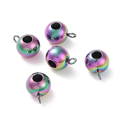 Rainbow Color 304 дуги из нержавеющей стали, петля под залог, Rondelle поруки бусы, ионное покрытие (ip), Радуга цветов, 11x6.5x8 мм, отверстие : 3 мм