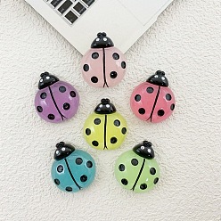 (52) Непрозрачная лаванда Непрозрачные кабошоны из смолы, божья коровка, с блеском порошок, разноцветные, 26.5x22.5x10 мм