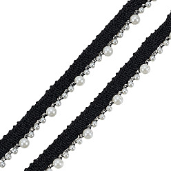 Черный 5 ярдов полиэстеровых кружевных лент, со смолевыми бусинами, чёрные, 3/8 дюйм (11 мм)