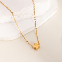 Cross Минималистичные 304 ожерелья с подвесками из нержавеющей стали для модных женщин, золотые, крестик, 15.94 дюйм (40.5 см)