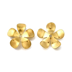 Настоящее золото 18K 304 из нержавеющей стали шарик крышки, цветок, реальный 18 k позолоченный, 14.5x15x2.5 мм, отверстие : 1.2 мм