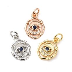 Mixed Color Brass Cubic Zirconia Pendants, Cadmium Free & Lead Free, Evil Eye, Mixed Color, 15x11x2mm