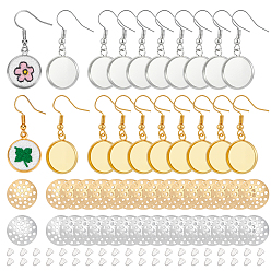 Платиновый & Золотой Наборы для самостоятельного изготовления железных сережек-подвесок, плоско-круглые, платиной и золотом, 37 мм
