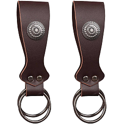 Коричневый 2шт. плоский круглый средневековый поясной кулон из искусственной кожи, с кольцом сплава, аксессуары для юбки викингов эпохи Возрождения, кофе, 167 мм