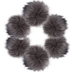 Темно-Серый Мягкий помпон из искусственного меха лисы, с металлической кнопкой, для шапок обувь шарфы подвески на сумку аксессуары, темно-серый, 100 мм
