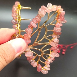 Лосось Сплав клипы коготь волос, с натуральным клубничным кварцем, бабочка, аксессуары для волос для женщин и девочек, salmon, 80x50x20 мм