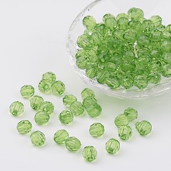 Pale Green Transparent Acrylic Beads, Faceted, Round, Pale Green, 8mm, Hole: 1.5mm, about 1800pcs/500g