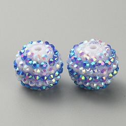 Свет Сапфира Полосатый узор из смоляных стразов, круглые, для ювелирных изделий diy, брелки и ручки с бусинами, света сапфир, 19.5~20x17.5 мм, отверстие : 2.8 мм