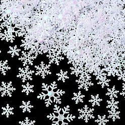 Белый 6 сумки 3 стили пластиковое конфетти, снежинка, для празднования рождественской вечеринки, белые, 15~32x0.2 мм, 2 сумки / стиль