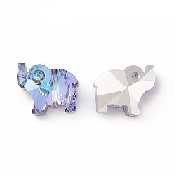 лаванда Прозрачные стеклянные бусины, с покрытием на задной стороне, слон, лаванда, 13x15x8.5 мм, отверстие : 1.2 мм