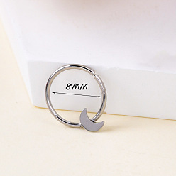 Луна Стиль бохо 304 кольца для носа из нержавеющей стали, цвет нержавеющей стали, луна, 8 мм