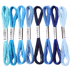 Синий 8 моточки 8 цвета 6 многослойная полиэфирная нить для вышивания, нитки для вышивки крестом, вышивка кисточкой, градиент цвета, синие, 2 мм, около 8.20 ярдов (7.5 м) / моток