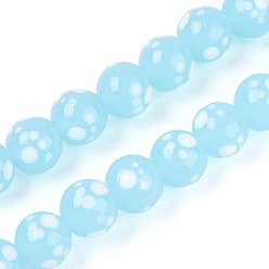 Небесно-голубой Бусы лэмпворк ручной работы, круглый с когтем, голубой, 11.5~12.5 мм, отверстие : 1~1.4 мм, около 45 шт / нитка, 19.69 дюйм (50 см)