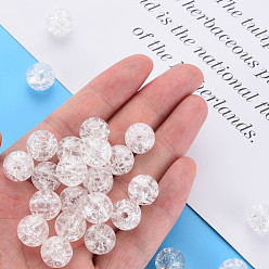 White Transparent Crackle Acrylic Beads, Round, White, 12x11mm, Hole: 2mm, about 566pcs/500g.